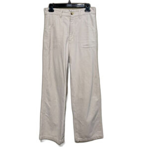 Mollusk California Cotton Cream Canvas Wide Leg High Rise Pants Womens Medium